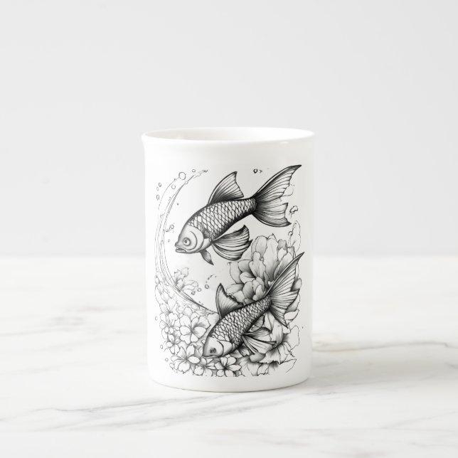Tranquil Koi Pond Bone China Mug (Front)