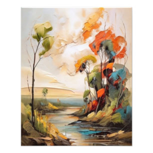 Tranquil Landscape Painting - River and Trees Photo Print