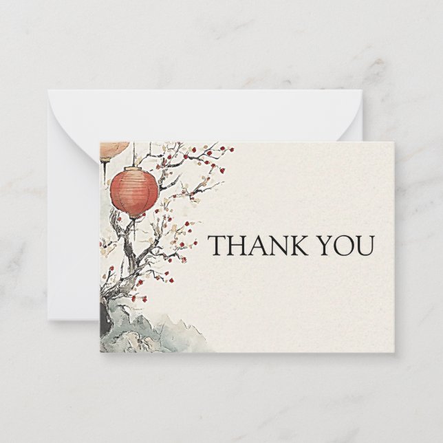 Tranquil Lanterns of Spring Thank You Card (Front)