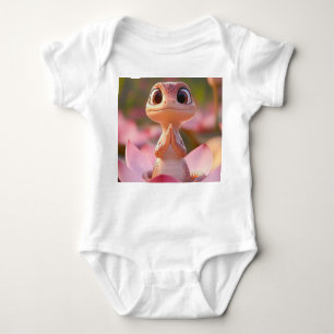 Tranquil Lizard on Lotus - Baby Bodysuit