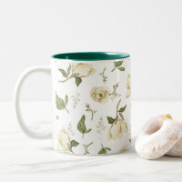 Tranquil Magnolia: Green Watercolor Flower Pattern