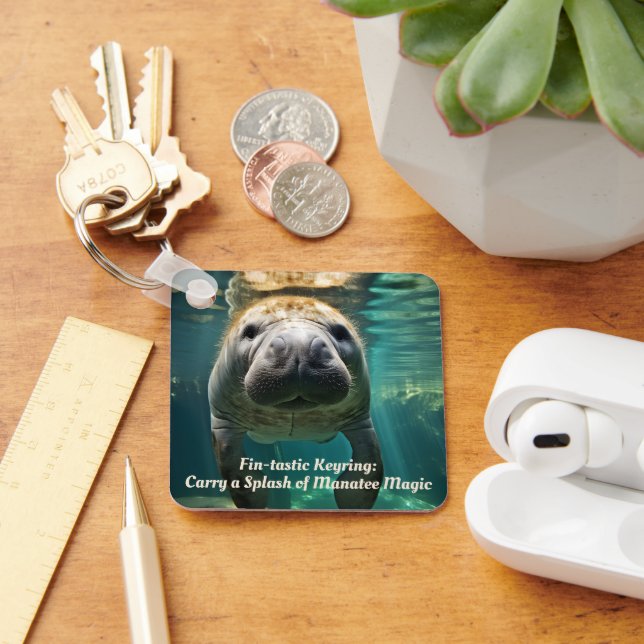 Tranquil Manatee Embrace: Customisable Manatee Key Ring (Desk)