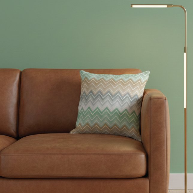 Tranquil Mint Chevron Zigzag Pattern Cushion (Creator Uploaded)