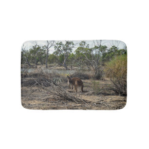 Tranquil Moment: Australian Kangaroo at Billabong Bath Mat
