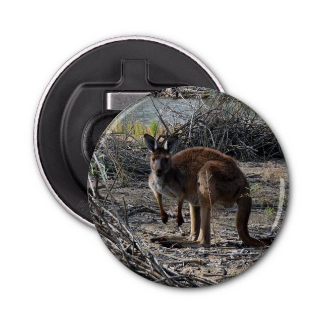 Tranquil Moment: Australian Kangaroo at Billabong Bottle Opener (Front)