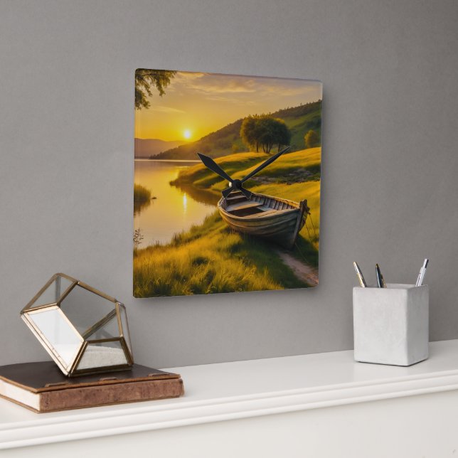 Tranquil Morning Sunrise  Square Wall Clock (Office)