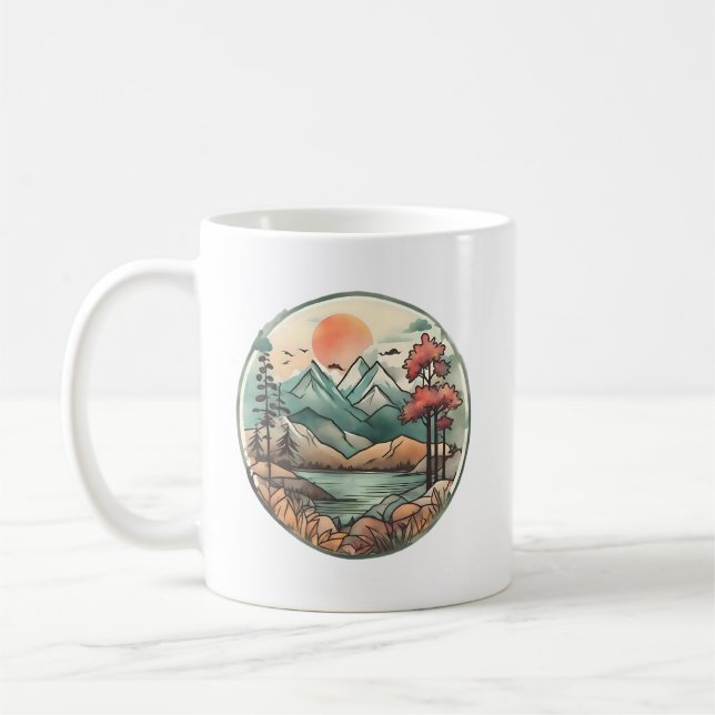 Tranquil Mountain Lake Coffee Mug (Left)