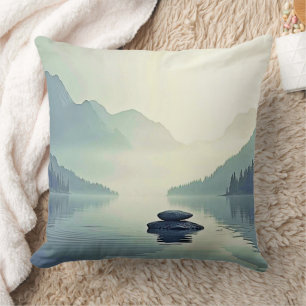 Tranquil Mountain Lake Serenity Cushion