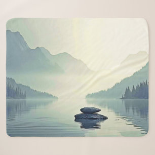 Tranquil Mountain Lake Serenity Sherpa Blanket