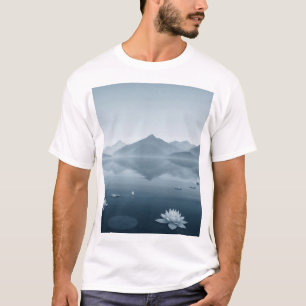 Tranquil Mountain Lakes with Water Lilies T-Shirt