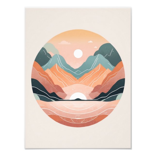 Tranquil Mountain Sunset Photo Print (Front)