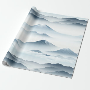 Tranquil Mountains Snow Blue White Scene Wrapping Paper