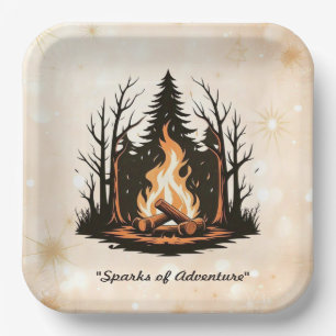 "Tranquil Night Campfire" Paper Plate