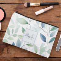 Tranquil Oasis Watercolor Leaves Monogram & Name