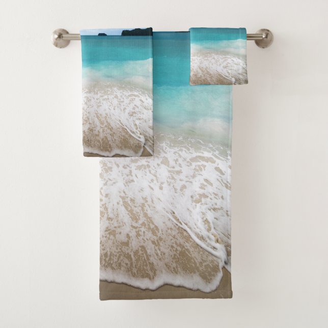 Tranquil Ocean Beach Themed Bath Towel Set (Insitu)