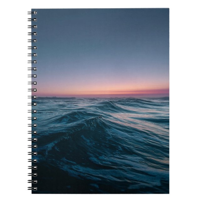 Tranquil Ocean Sunset Waves Notebook (Front)