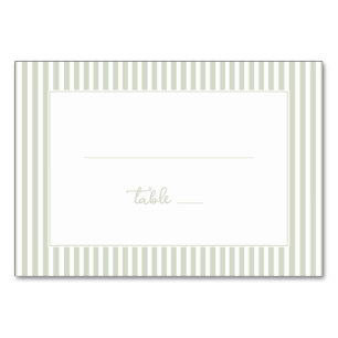 Tranquil Pale Green Stripes Table Number