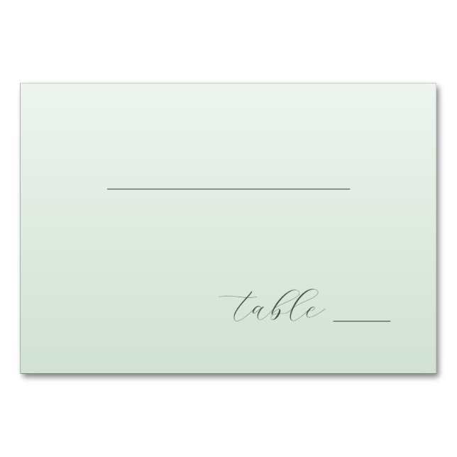 Tranquil Pastel Green Minimalist Lines Table Number (Front)