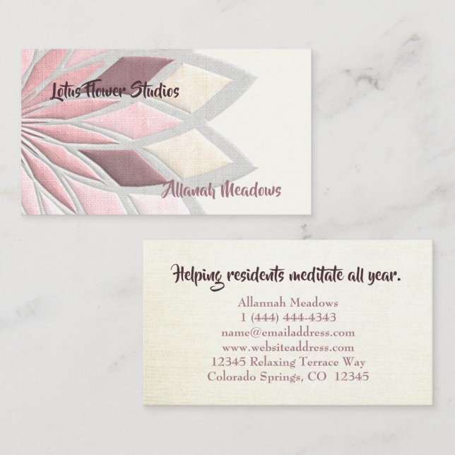 Tranquil Pastel Lotus Flower Business Card  (Front/Back)
