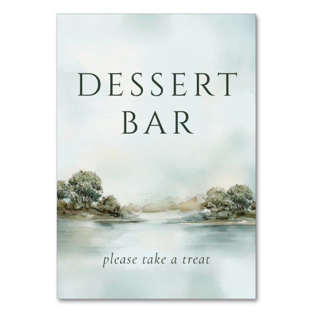 Tranquil Pastel Watercolor Landscape Table Number (Front)