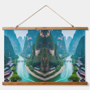 Tranquil Peaks & Winding Waters – Nature Landscape Hanging Tapestry