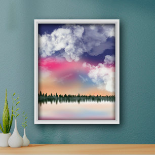 Tranquil Pink Sky Bali Scenic Landscape  Poster