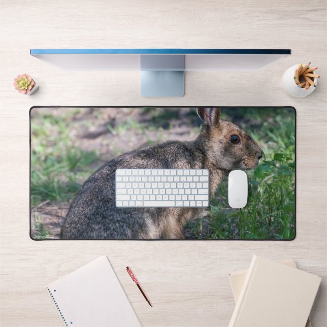 Tranquil Rabbit Retreat: Nature's Peaceful Moment Desk Mat (Office 1)