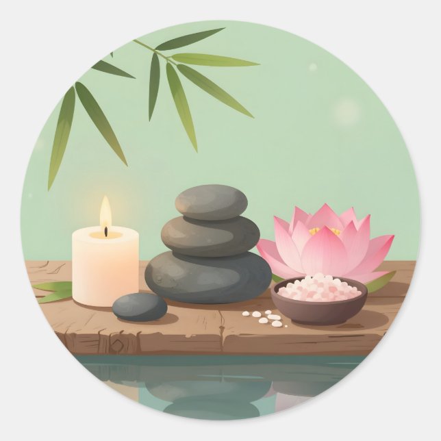 Tranquil Reflection – Zen Landscape Classic Round  Sticker (Front)