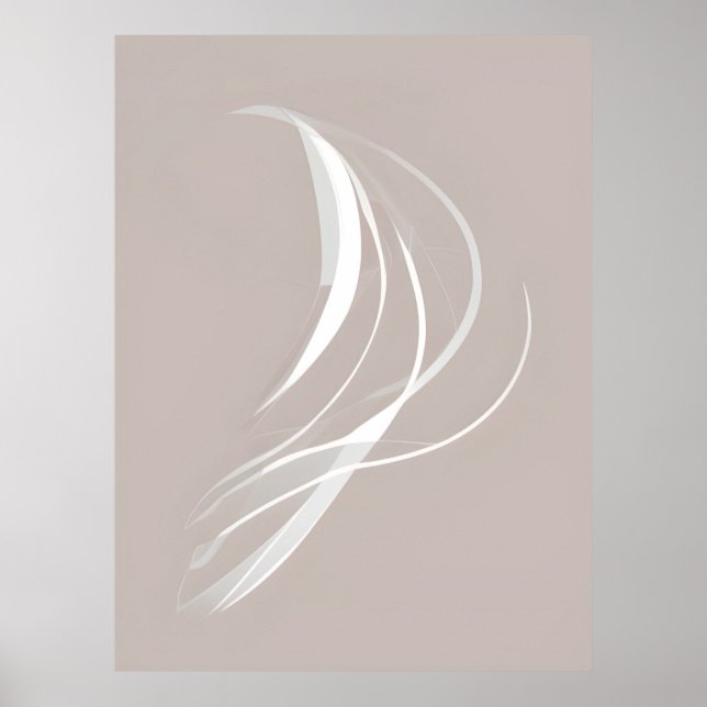 "Tranquil Rhythms" | White Lines  Abstract Art Poster (Front)