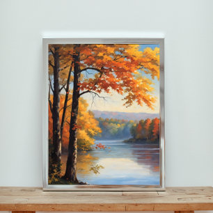 Tranquil Riverbank in Fall Colours Photo Print