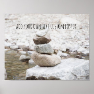tranquil rock cairn photo add your text custom poster