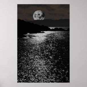 tranquil rocky kerry moonlit night view poster