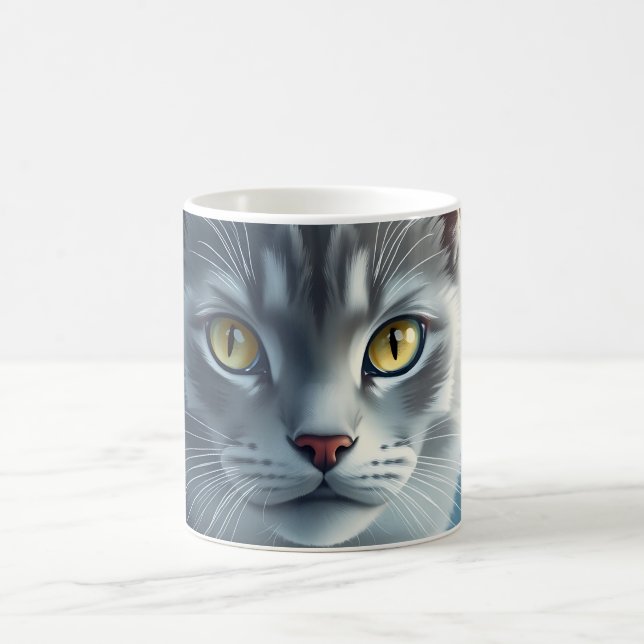 Tranquil Russian Blue Portrait with Soft Blues Coffee Mug (Center)
