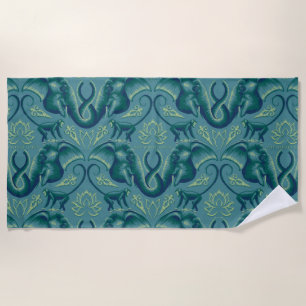 Tranquil Safari Tapestry Pattern - The White Lotus Beach Towel