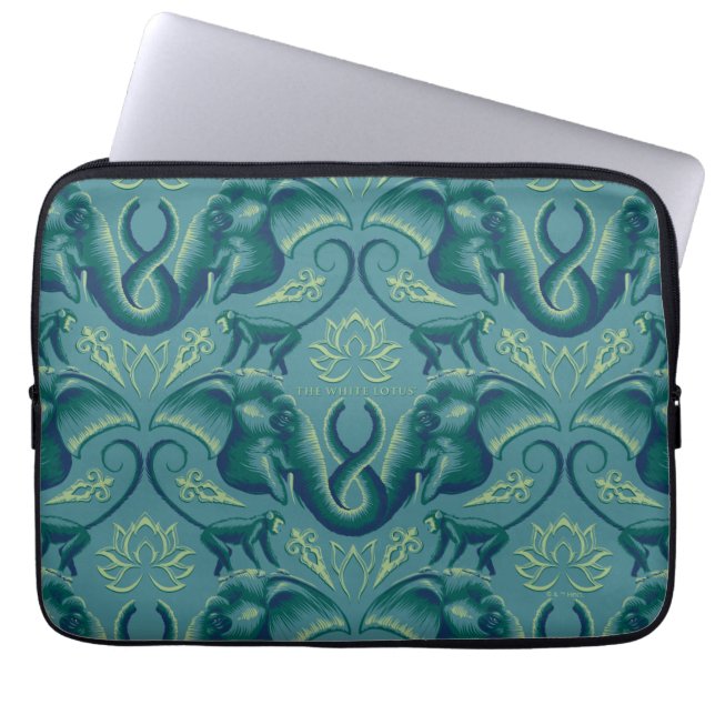 Tranquil Safari Tapestry Pattern - The White Lotus Laptop Sleeve (Front)