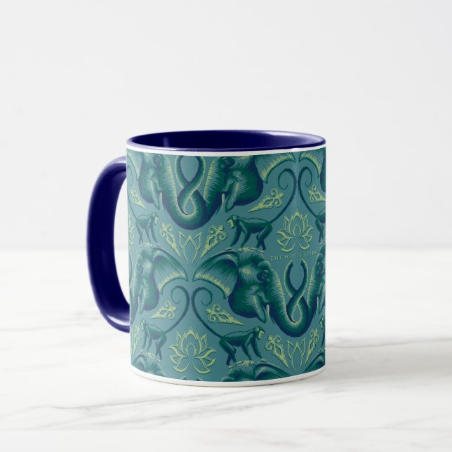 Tranquil Safari Tapestry Pattern - The White Lotus Mug (Front Left)