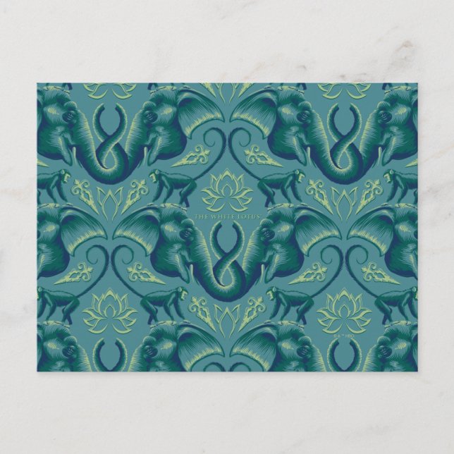 Tranquil Safari Tapestry Pattern - The White Lotus Postcard (Front)