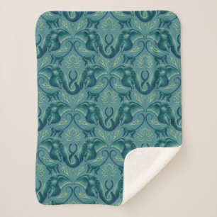 Tranquil Safari Tapestry Pattern - The White Lotus Sherpa Blanket