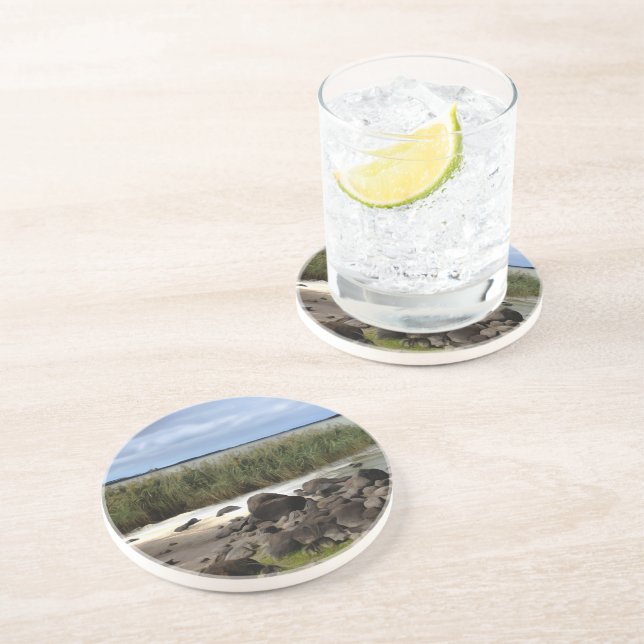 Tranquil Shores of Lake Bolac Sandstone Coaster (Side)
