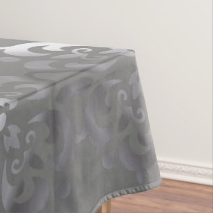 Tranquil Silver & Grey Monogram Tablecloth