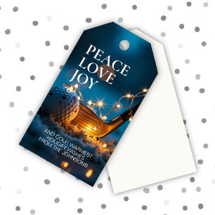 Tranquil Snowy Night Golf Christmas Gift Tags