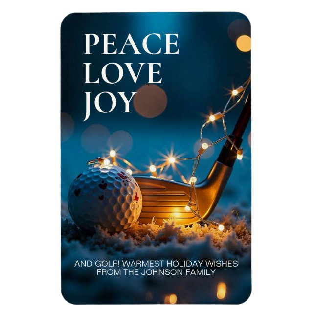 Tranquil Snowy Night Golf Christmas Magnet (Vertical)