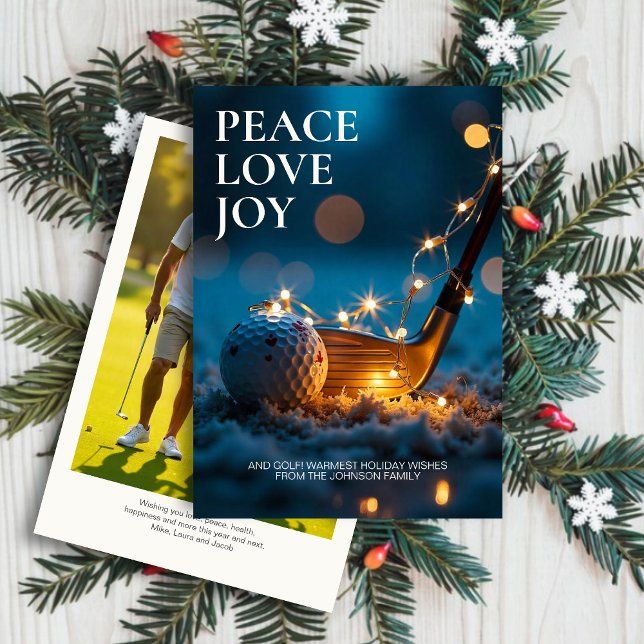 Tranquil Snowy Night Golf Christmas Photo Holiday Card (Creator Uploaded)