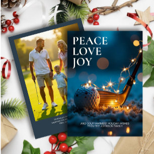 Tranquil Snowy Night Golf Christmas Photo Holiday Card