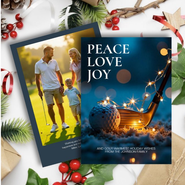 Tranquil Snowy Night Golf Christmas Photo Holiday Card (Creator Uploaded)