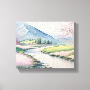 Tranquil Springtime Mountain Landscape Canvas Print