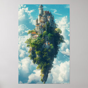 Tranquil Sunrise Over Clear Sky Cloud Background P Poster