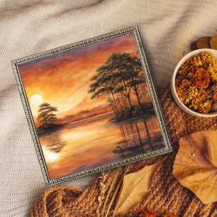 Tranquil Sunset Over Lakeside Serenity Photo Print