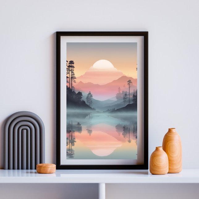 Tranquil Sunset Over Misty Mountains Poster (Creator Uploaded)