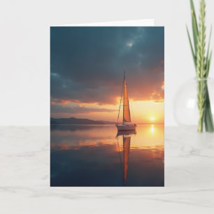 Tranquil Sunset Sailboat Card